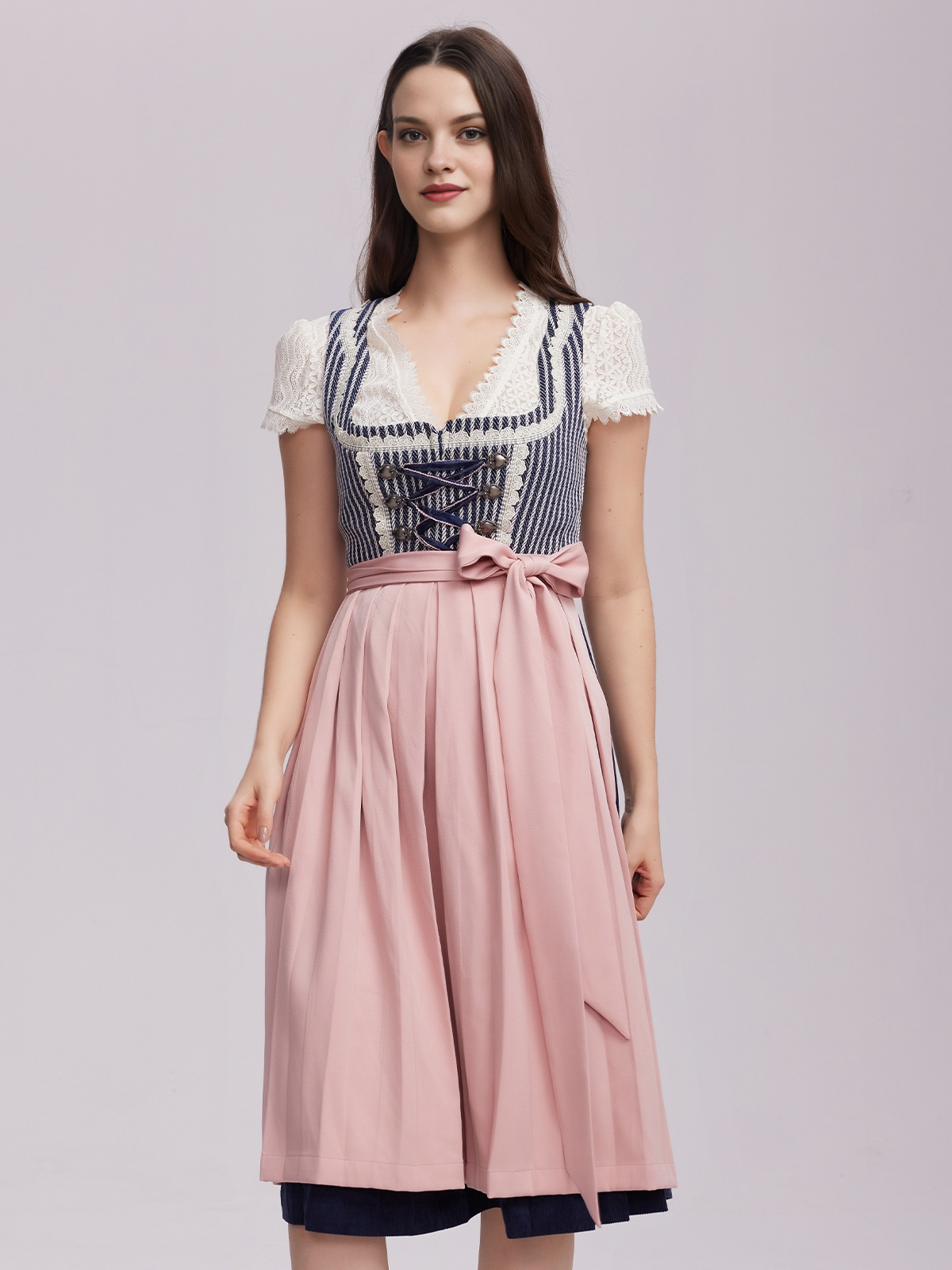 Dirndlbluse hochgeschlossen spitze in Blau
