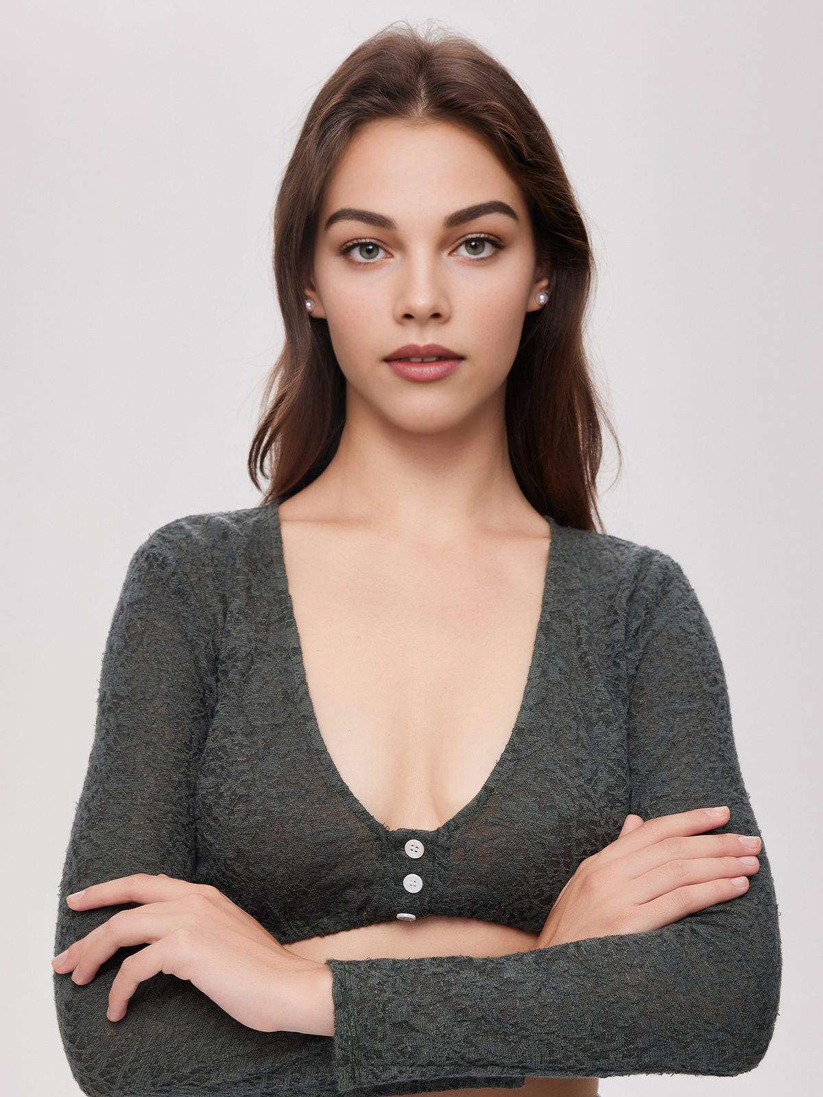 Dirndlbluse in Grün mit feiner Spitze