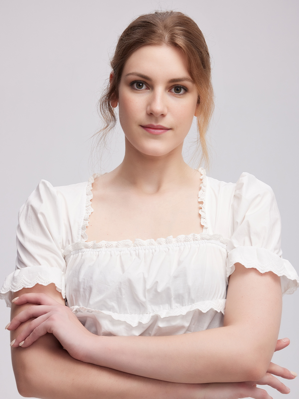Schwarze Spitzen Dirndlbluse